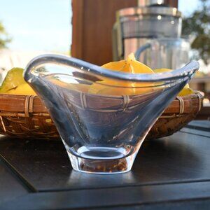 Vintage Blown Glass Vase Candy Dish Trinket Holder MCM